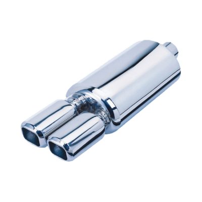 Auto Choice Direct - Exhaust Mufflers - Stainless Steel Twin Rolled Rectangular Back Box - Car Accessories UK