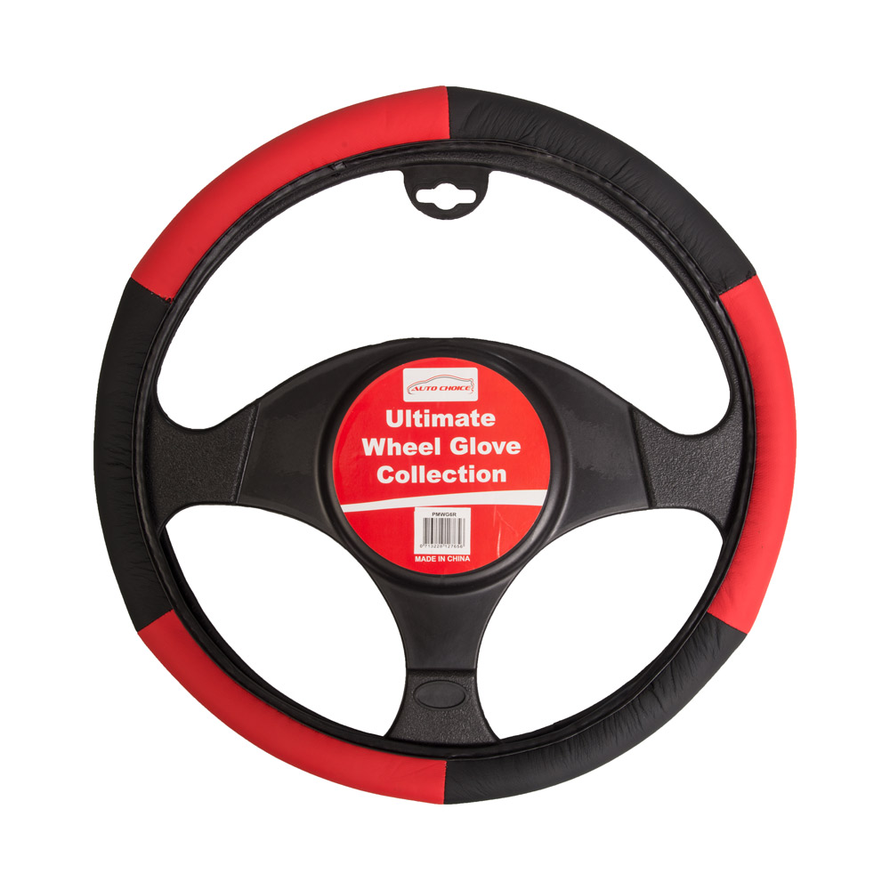 Steering wheel cover black//red