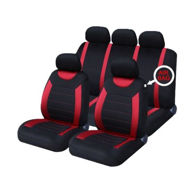 Auto Choice Direct - Seat Covers - 9pc Red / Black Seat Cover Set - Car Accessories UK