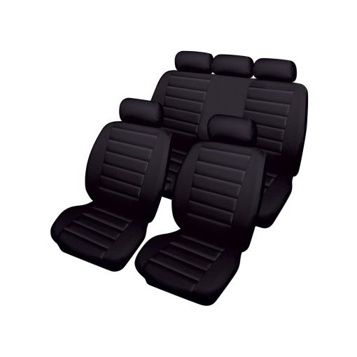 Auto Choice Direct - Seat Covers - 8pc Quilted PU Leather Seat Cover Set - Car Accessories UK
