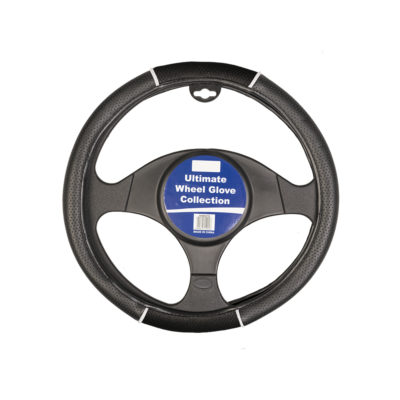 Auto Choice Direct - Steering Wheel Covers - Black Perforated Leather Look Steering Wheel Cover - Car Accessories UK