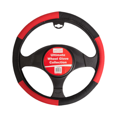 Auto Choice Direct- Steering Wheel Covers - Black / Red Steering Wheel Cover - Car Accessories UK